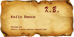 Kello Bence névjegykártya